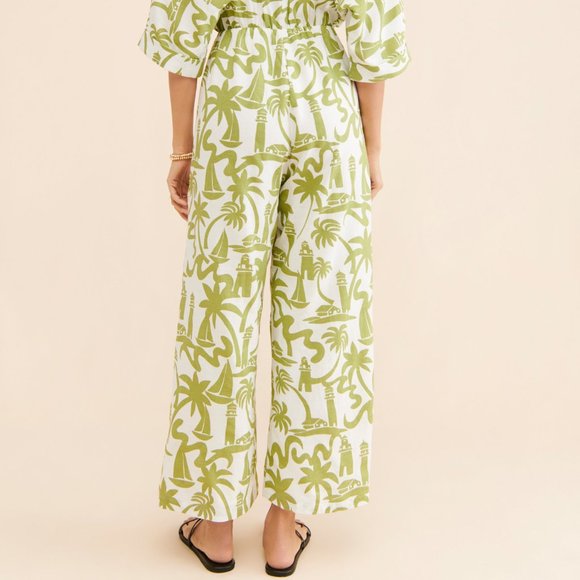 Girl & The Sun (Hunter Wide Leg Jumpsuit in Light Green & White) - Picture 3 of 4